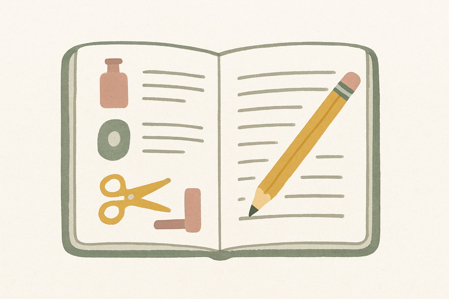 ノートと鉛筆で新しい道具の使い方を書き出しているイメージ