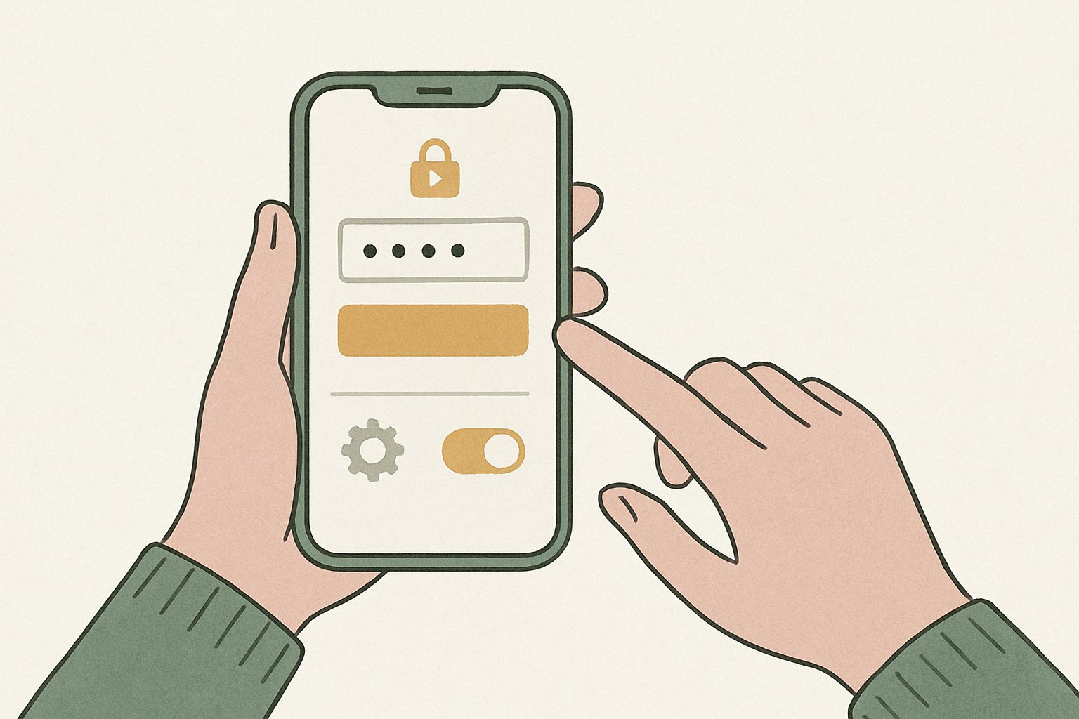 スマホでパスワード変更と2段階認証の設定画面を操作している手元のイメージ